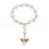 5Pcs Shell Pearl Round Beads Charm Bracelets BJEW-JB11228-2