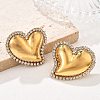 Heart 304 Stainless Steel Micro Pave Clear Cubic Zirconia Stud Earrings EJEW-V016-01G-01-2