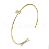 Rack Plating Brass Micro Pave Clear Cubic Zirconia Letter Open Cuff Bangles BJEW-A018-01G-E-1