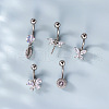 316L Surgical Stainless Steel Clear Cubic Zirconia Curved Barbell Belly Rings WG7644D-09-3