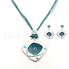Rhombus Alloy Enamel Stud Earrings & Pendant Necklaces Sets FS-WGC3B96-06-2