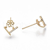 Brass Micro Pave Cubic Zirconia Earring Findings KK-S356-050G-NF-3