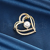 Heart Alloy Rhinestone Brooches for Women PW-WGCAEA0-01-4