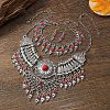 Alloy with Synthetic Turquoise Teardrop Tassel Pendant Necklaces & Dangle Earrings & Charm Bracelets Sets FS-WG69A95-06-1