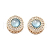 Brass Light Sky Blue Glass Flat Round Multi-Strand Links KK-B125-17G-1