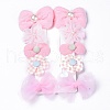 5 Pair 5 Style Bowknot & Flower Polyester Alligator Hair Clips PHAR-C012-01A-1