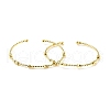 Rack Plating Brass Drum Beaded Open Cuff Bangle for Women BJEW-E073-07G-1
