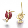 Brass Micro Pave Clear Cubic Zirconia Stud Earring KK-N232-118B-NF-2