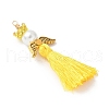 Glass Pearl Round Beaded with Polycotton Tassel Big Pendants PALLOY-MZ00611-01-2