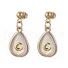 Brass Natural Paua Shell Teardrop Dangle Stud Earrings EJEW-JE06408-01-2