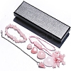 Natural Rose Quartz Dowsing Pendulum Cone Big Pendants & Heart Massage Stone & Bracelet & Pendant Decoration Sets PW-WG73208-01-1