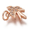 Brass Micro Pave Clear Cubic Zirconia Charms ZIRC-C020-48RG-3