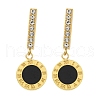 Ion Plating(IP) Stainless Steel Inlay Rhinestone & Enamel Stud Earrings for Women EJEW-M024-04G-1