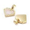 Brass Pave Natural Shell Heart Charms KK-C051-19G-2