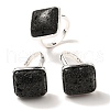 Natural Lava Rock Adjustable Rings RJEW-H240-01S-14-1