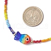 Boho Handmade Lampwork Fish & Colorful Glass Seed Beaded Necklaces for Women NJEW-TA00199-3