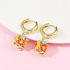 Flower Brass Enamel Hoop Earrings EJEW-Z115-08G-2