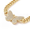 Clear Cubic Zirconia Butterfly Link Bracelet BJEW-B068-07-2