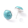 Gemstone Dome/Half Round Stud Earrings for Women EJEW-JE04801-4