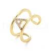 Clear Cubic Zirconia Initial Letter Open Cuff Ring RJEW-A012-01G-A-3