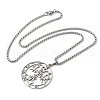 304 Stainless Steel Flat Round Sigil Pendant Necklaces NJEW-H065-19P-2