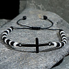 Handmade Beaded Cross Natural Gemstone Men's Bracelets NG9757-1