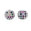 Rack Plating Brass Cubic Zirconia Beads ZIRC-S001-8mm-C03-2