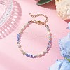 Natural Blue Agate Beaded Bracelets BJEW-JB11763-02-1