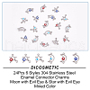 DICOSMETIC 24Pcs 6 Styles 304 Stainless Steel Enamel Connector Charms STAS-DC0010-36-4