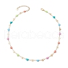 304 Stainless Steel Enamel Colorful Heart Link Chain Necklaces for Women NJEW-JN05165-4
