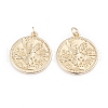 Brass Coin Pendants ZIRC-I042-03G-1