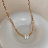 Natural Shell Initial Pendant Glass Beaded Pendant Necklaces FS-WG76541-13-1