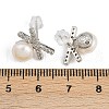 Brass Micro Pave Clear Cubic Zirconia Stud Earrings EJEW-C151-01P-3