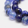 Faceted Natural Dragon Veins Agate Beads Strands X-G-F447-8mm-E01-3