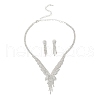 Butterfly Brass Rhinestone Earrings & Pendant Necklaces Set for Women SJEW-M102-06S-2