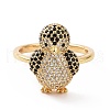 Cubic Zirconia Penguin Open Cuff Ring RJEW-G283-02G-2