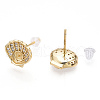 925 Sterling Silver Micro Pave Cubic Zirconia Stud Earring Findings STER-T004-40G-1