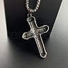 Unique Punk Style Stainless Steel Flower Cross Pendant Necklaces for Men EL3616-2