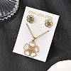 Flower 201 Stainless Steel Pendant Necklaces & Stud Earrings Sets for Women SJEW-Q025-04G-1