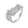 Brass Micro Pave Cubic Zirconia Cuff Rings for Women RJEW-D322-05P-4