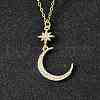 Brass Micro Pave Clear Cubic Zirconia Star Moon Pendant Necklaces for Women NJEW-D311-02F-G-1