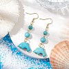 Synthetic Turquoise Dangle Earrings EJEW-JE05849-04-2