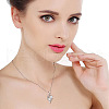 925 Sterling Silver Pave Clear Cubic Zirconia Double Heart Pendant Necklaces for Mother's Day FS-WG5E11A-01-3