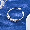 Rotatable 925 Sterling Silver Open Cuff Rings RJEW-S624-06S-2