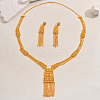 Luxurious Elegant Zinc Alloy Middle Eastern Style Leaf Tassel Earrings & Necklaces Set TI4376-4