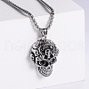 Skull Punk Style Stainless Steel Fashion Pendant Necklaces for Men BV4987-1-1