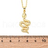 Brass Micro Pave Clear Cubic Zirconia Snake Pendant Necklaces NJEW-S438-02G-G-5
