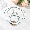 Round Natural Banded Agate & Green Aventurine Beaded Necklace & Bracelet & Dangle Earring Sets SJEW-JS01327-1