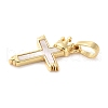 Brass Pave Natural White Shell Pendants KK-S522-01F-G-2