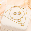 Heart Stainless Steel & Natural Shell Pendant Necklaces & Stud Earrings & Charm Bracelets Sets for Women WG52748-01-1